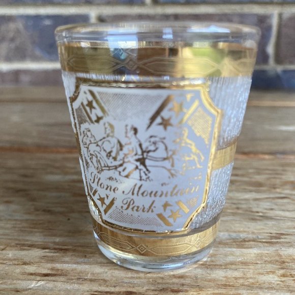 Vintage Culver Shot Glass Stone Mountain Park 22K Frosted Souvenir - Picture 3 of 6